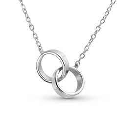 BFF Eternal Friendship Double Infinity Love Pendant Two Interlocking Eternity Circles Necklace For Women Mother Daughter Couples .925 Sterling Silver