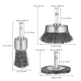 TOYMYTOY Hexagonal Wire Brush, Set of 6, Disc Shape, Umbrella Shape, Pen Shape, 3 Types, Polishing Brush, Stainless Steel, Grinding Brush, Rust Removal, Paint Removal