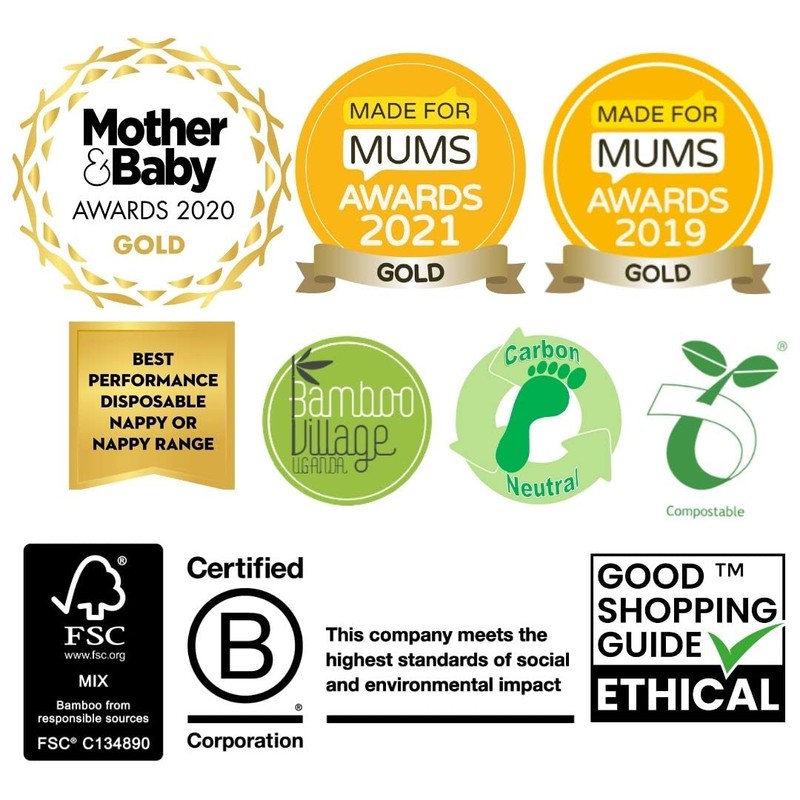 Bamaboo Eco Biodegradable Nappies Quad Pack of 376 Size 2