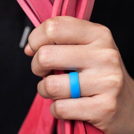 ThunderFit Silicone Rings, 7 Pack Wedding Bands for Men & Women (Black, Pink, WHite, Purple, Blue, Yellow Green, Teal, 8.5 - 9 (18.9mm))