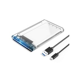 ORICO Tool Free USB3.1 Gen1 Type-C to SATA III 2.5" Transparent External Hard Drive Enclosure for 2.5 Inch SATA Type-C HDD/SSD [Support 4TB & UASP ]- Clear (2139C3)