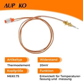 SURIEEN 60 cm Gas Thermocouple M6 x 0.75 Universal Fireplace Parts for Fireplace Gas Stove Heating Burner