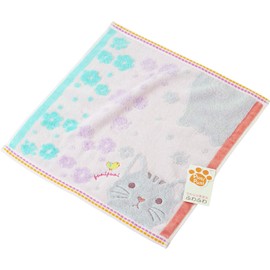 Infield Hand Towel, Pink, Cat, Approx. 13.4 x 13.8 inches (34 x 35 cm), Mochi Puni Guest Towel 9004G704 P