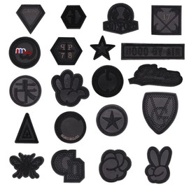 CYWQZZ 20 Pieces Iron on Patches Black Embroidered Appliques Stickers Patches Embroidered Fabric Iron on Sew on Patches for Clothes Hat Jeans