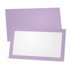 Lavanda Tarjetas de lugar – Estilo Plano o tienda de campaña – 10 o de 50 Pack- Blanco Parte Delantera Con Color Sólido frontera Colocación Nombre de tabla Asientos artículos de papelería suministros para fiestas, Lavanda, Flat Style, 50
