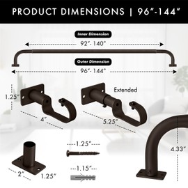 Meriville 1-Inch Diameter Wrap Around Blackout Curtain Rod, 96-Inch to 144-Inch, Oil-Rubbed Bronze Finish
