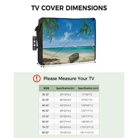 Outdoor TV Cover - Summer Palm Tree Ocean Beach Boat Waterproof and Weatherproof 70"-75" LCD Movable Shield TV Display Screen Protector Outside Television Covers