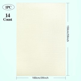 Cross Stitch Aida Cloth, 14 Count, 39 x 59 inches, Off White