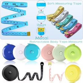 2 Pcs Fabric Tape Measure, 1 Retractable Tape Measure Sewing and 1 Soft Tape Measure Body(150cm/60in), Iedal for Fabric, Tailors, Clothes, Waist, Bra,Measuring Tape for Body Measurements (LightBlue)