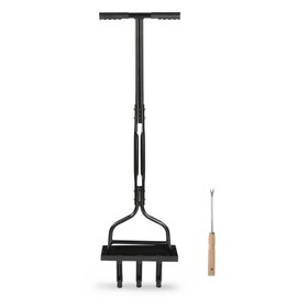 CNNELL 37.6”Lawn Aerator Coring Garden Tool with Soil Core Storage Tray Grass Aerator Tools Manual Yard Care Plug Aerator Dethatching Soil Revives Lawn Health, with Clean Tool