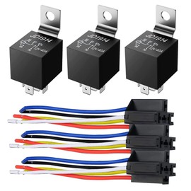GUUZI 3 Pack 12V 40Amp Car Relay DC 5-Pin SPDT and Wiring Harness - High Performance Copper Wire Relay Kit for Car, Truck, Van, Motorcycle, Boat