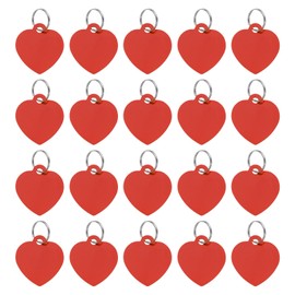 uxcell Pet ID Tags, Metal Engraving Tags, Heart-Shape Dog ID Tag, Red Blank Tags with Key Rings for Pet Dog Cat, Stamping Pendant Decoration, 20 Pack