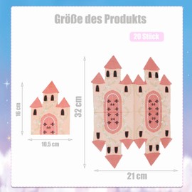 Gleemix 20 Stück Servietten Rosa, 23x33 cm Pink Schloss Servietten, Einweg Partyservietten, Kindergeburtstag Prinzessin Napkins für Schloss Thema Party und Babyparty