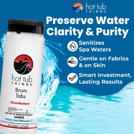 Hot Tub Things Bromine Tablets for Hot Tub & Spa - Powerful Water Sanitizer for Clean and Safe Water, Ideal for Hot Water & Sensitive Skin, Compatible with Bromine Floaters & Spa Systems - 1.5 Pounds