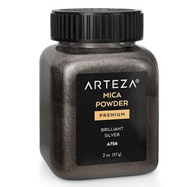 Arteza Mica Powder for Epoxy Resin, Brilliant Silver A756, 2 oz Bottle, Art Supplies for Candle & Slime Making