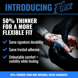 Saniderm - Flex Tattoo Aftercare Bandage Roll - Ultra-Flexible, Waterproof, Sterile Tattoo Wrap for Fast Healing & Protection - 10.2" x 8 yd