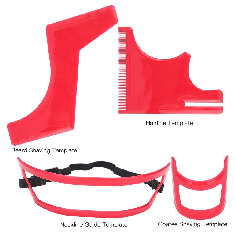 Beard Shaping Tool Set, Stylish Red Plastic Beard Stencil Set,