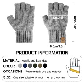 YouGa Fingerless Gloves for Men - Winter Knitted Gloves Thermal Fingerless Gloves Half Finger Gloves Fleece Lined for Outdoor Working Driving Running Cycling (LightGrey)