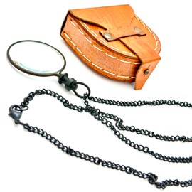 Monocle Pocket Monocle Brass Magnifying Glass Vintage magnifiers Retro Steampunk Magnifier with Leather Box Loupe Magnifier Reading Art Craft Gift Collectible Keepsake Stock Filler