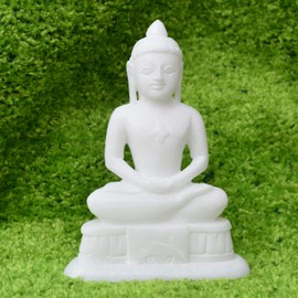 craftslook Marble Mahaveer Swami Statue 6" inch | Jain Mahavira Idol for Home Decor & Puja | Digambar Jain Murti | Stone Art Gift | Religious Deity Figurine | Lord Mahavir Bhagwan Sculpture