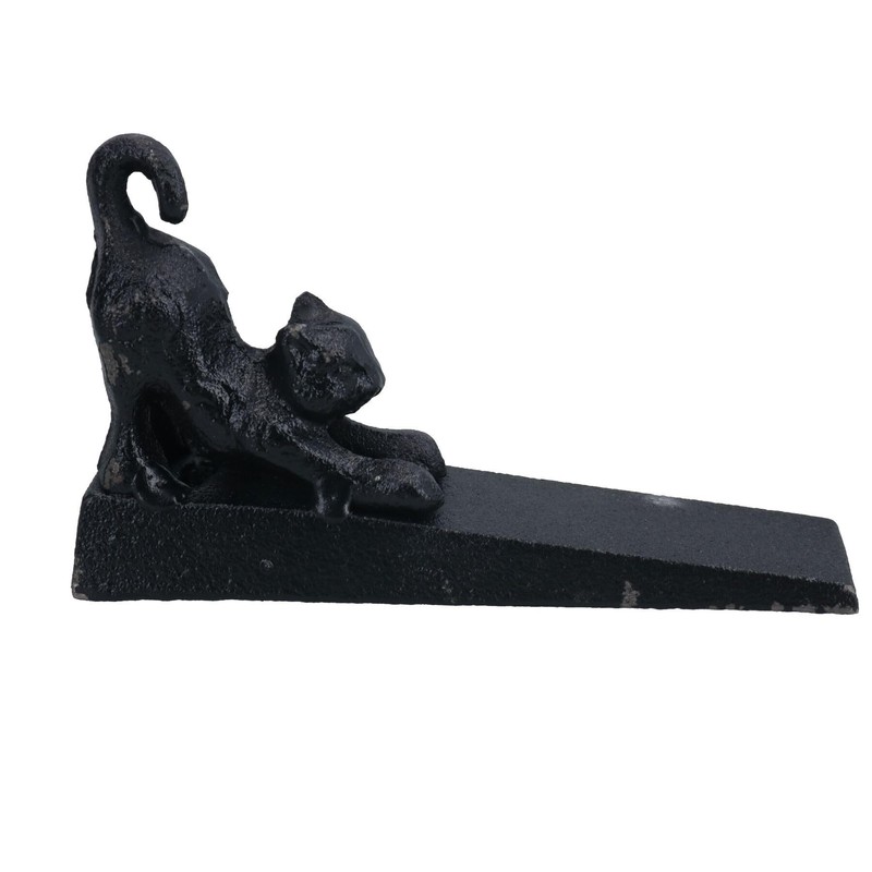 Cat Door Stop Cast Iron Metal Rustic Doorstop Wedge House
