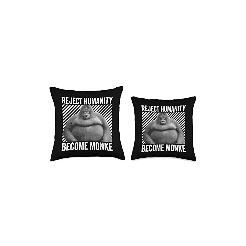 Reject Humanity Become Monke Le Monke Meme Throw Pillow