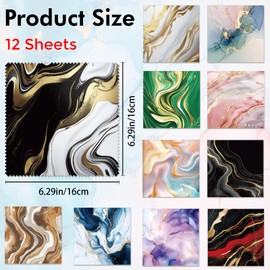 FREEBLOSS 24pcs Glasses Cleaning Cloth Marble Pattern Microfiber Cleaning Cloth for Glasses Eyeglasses Thick Cleaning Cloths Soft Reusable Glasses Wipes Camera Lens Phone Screen Glasses 6.3x6.3‘’