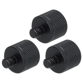 QUARKZMAN 3 Piece Microphone Stand Adapter, 1/4 Female Thread to M6 Male Thread Screw Adapter Aluminum Alloy for Microphone Tripod Mount (Black)