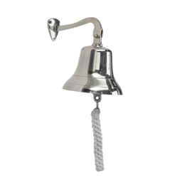 Deco 79 Brass Metal Bell Decorative Bell with Rope Detailing, 6" x 8" x 7", Silver