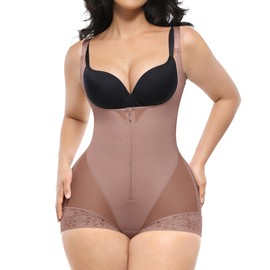 SHAPELLX Shapewear for Women Tummy Control Body Shaper Fajas Colombianas Compression Garment Shaping (Light Brown Medium)