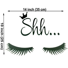 Maydahui 2PCS Eyelash Wall Decal 14" Salon Home Sign Decor Black Purple Shh Sleep Eyes Art Vinyl Mural Wall Sticker for Kids Baby Bedroom Easy to Paste (Size 14" x 10")