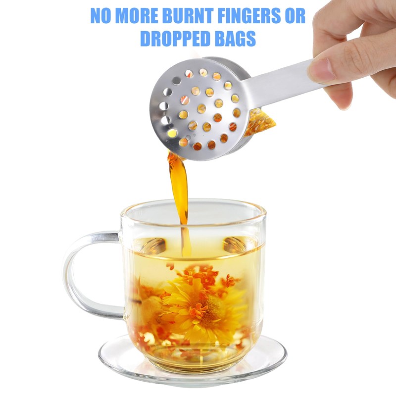 Guduling 3 pcs Teabag Squeezer Tool,Stainless Steel Tea Bag Squeezer,Round
