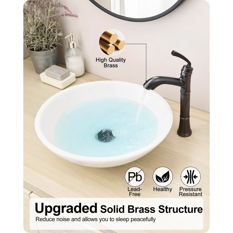 HEYMYTAP Brass Tall Bathroom Faucet 1 Hole, Oil Rubbed Bronze