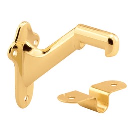 Prime-Line MP9046-4 Hand Rail Bracket, Brass Plated Zinc Diecast with Stamped Steel Clip (4 Pack)