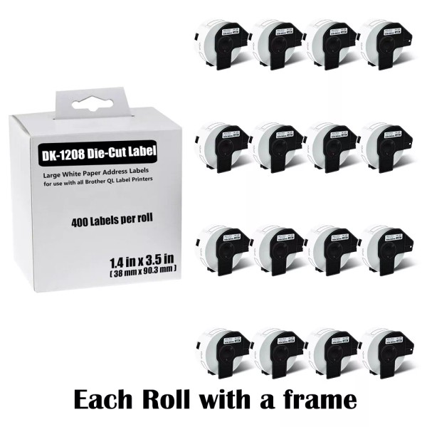 for Brother Printer 16Rolls 1.4"x3.5" Large White Paper Address Labels
