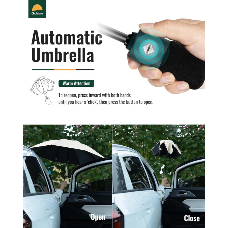 Chakipee Windproof Automatic Umbrellas, Lightweight Portable Umbrellas for Travel, Robust