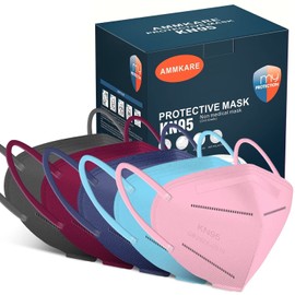 KN95 Face Masks 50 PCS for Adults 5-Ply Breathable and Comfortable Filter Safety Mask with Elastic Ear Loops and Nose Bridge Clip for Women Men Multicolor-1