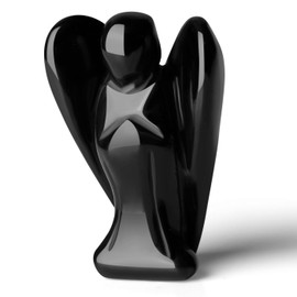 SAHOOTTIE 2" Obsidian Crystal Obsidian Crystal Angel Obsidian Angel Black Crystal Pocket Angel Guardian Angel Gifts for Women Crystal Gifts Healing Crystal Gifts