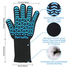 BBQ Grill Gloves Heat Resistant,1472 F High Temp Resistance Fireproof Comfort Long Non-Slip Ove Mitts Mittens Kitchen Gift for Cooking Baking Frying Grilling