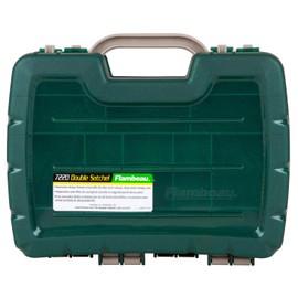 Flambeau Outdoors 7220 Small 11" Double-Sided Satchel, Portable Tackle Storage Box with Removable Dividers and Handle, Tan/Green