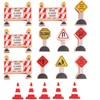 16 Pc Wooden Construction Signs and Traffic Cones - Construction