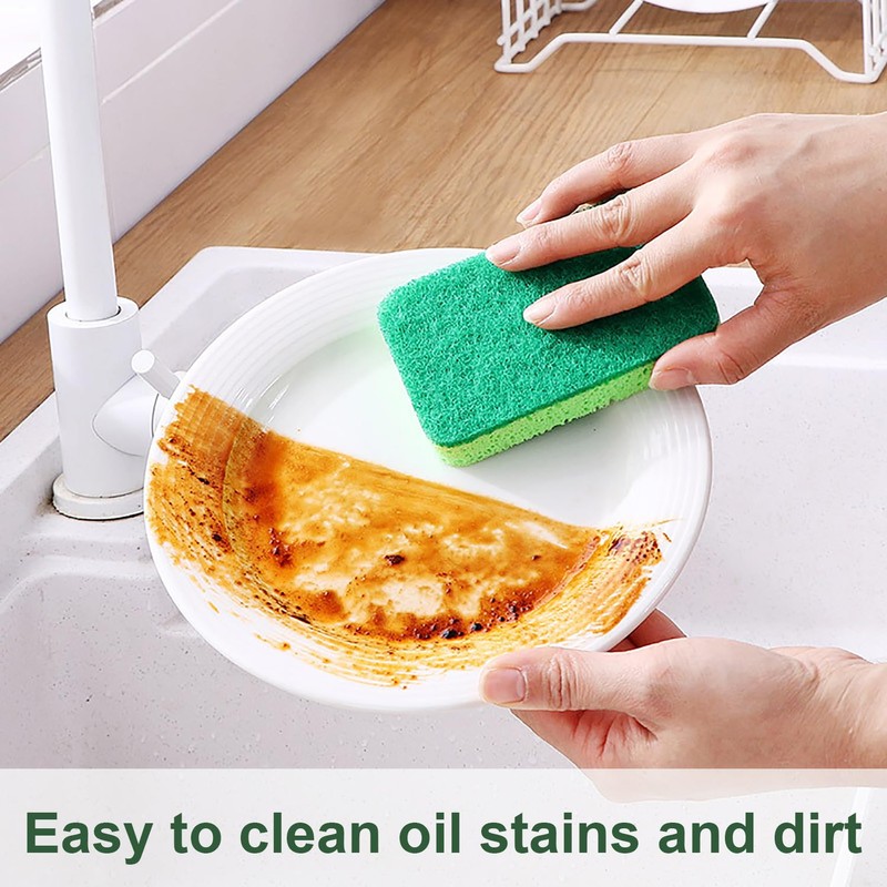 Non-Scratch Cellulose Scrub Sponge Dual-Sided Dish-washing & Cleaning Sponge for
