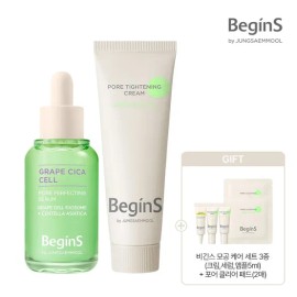 정샘물 [3] 비긴스 바이 정샘물 포어 퍼펙팅 세럼 (AD)+크림+ 모공케어세트3종(크림,세럼,앰플5ml)+ 포어클리어패드(2매) Begins by Jeong Saem Mool Pore Perfecting Serum (AD) + Cream + Pore Care Set 3 Items (Cream, Serum, Ampoule 5ml) + Pore Clear Pads (2 pieces)