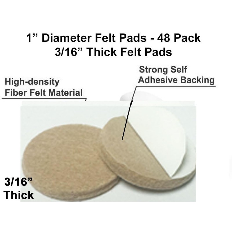48 Pcs Self Adhesive 1" Round Felt Furniture Pads (Beige,