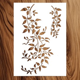 Large Vine Leaves Stencils Painting, PET Reusable Stencils, Stencil Wall Design on Wood Crafts Wall Design Textile Design Home Decor (21 x 29.5 cm)