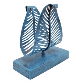 OwlGift Freestanding Modern Napkin Holder with Leaf Design, Tabletop Tissue Dispenser, Napkin Storage Organizer – Turquoise