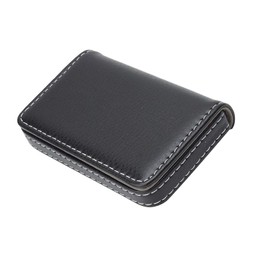 HUIKKJP Business Card Holder, Men's Business Card Case, Business Card Holder, Men's, Genuine Leather, Black, Magnet, Men's, Women's, Stylish, Business