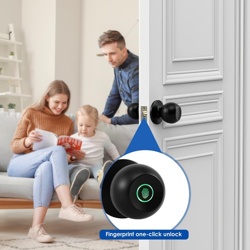 Smart Door Knob Stable Fingerprint Door Knob with 3 Keys