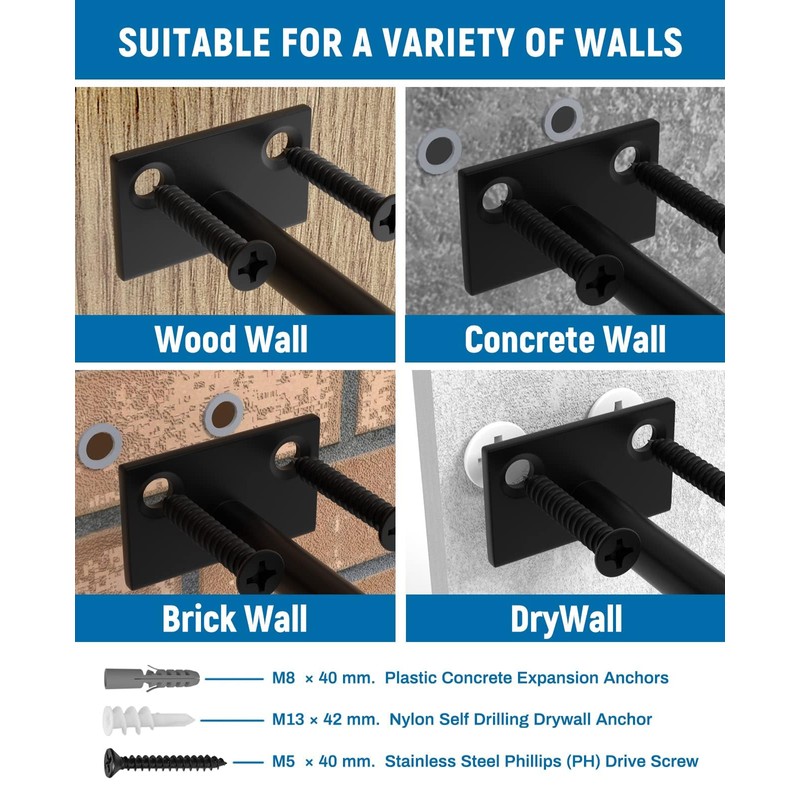LEOPO 8-Pack 10 inch Floating Shelf Brackets, Hidden Shelf Bracket