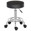 Comemall PU Leather Round Rolling Stool Adjustable Stool with Wheels